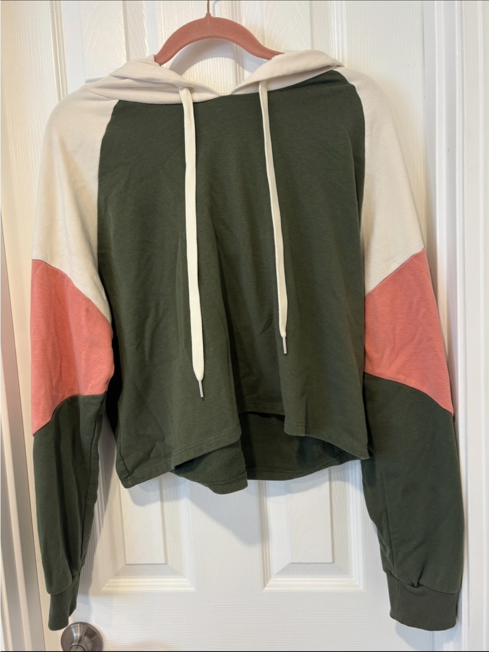 Olive and Cream Colorblock Hoodie